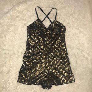 Gold sequin romper